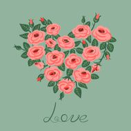 Cute vintage roses arranged in a heart shape N4