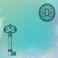 key and keyhole grunge vector background