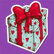 Present box with hearts and bow N2
