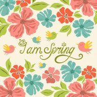 Floral background spring lettering greeting card
