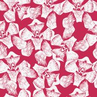 Seamless pattern with line drawing orchids N2