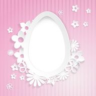 Background with egg and paper flowers on pink