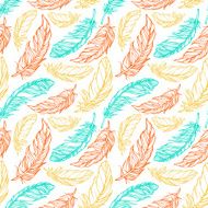 Seamless pattern with hand drawn decorative feathers N4