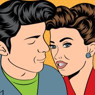 Man and woman love couple in pop art comic style N13