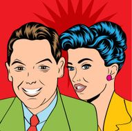 Man and woman love couple in pop art comic style N14