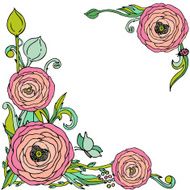 Rose flowers vector frame N2