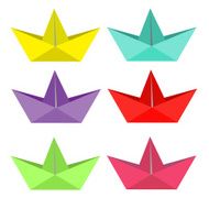 Set of bright paper ships Isolated
