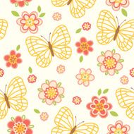 Seamless pattern with flowers and butterflies N8