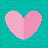 Paper heart on blue background Valentines day card