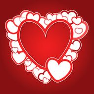 Red frame of hearts