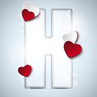 Alphabet Letters With Red Heart Valentine Day N50