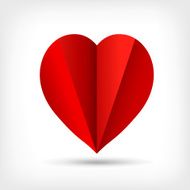 Abstract red origami paper heart Valentine&#039;s day greeting card