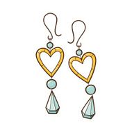Hearts earrings isolated on white