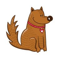 Cute character Dog with heart on collar N3