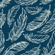 Seamless pattern with outline decorative feathers N3