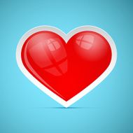 Vector Red Heart on Blue Background