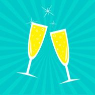 Champagne glasses Sunburst Card