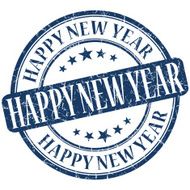 Happy new year grunge blue round stamp
