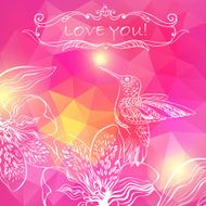 Love Greeting Card with Bird and Flowers N2