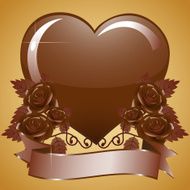 Chocolate heart and chocolate roses with banner