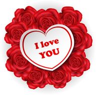 Heart label on rose bouquet