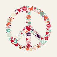 Valentine`s day peace and love colorful card