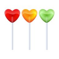 Set of colorful heart-shaped lollipops - red yellow green