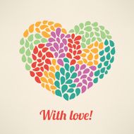 Greeting card with bright heart