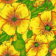 Yellow poppy flowers pattern