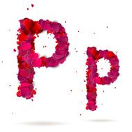 Letter p made from hearts Love alphabet