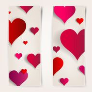 Valentines day Abstract cards with paper hearts