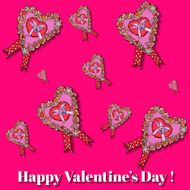 Pink paper heart Valentines day card