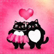 Happy Valentines Day card with cat N6