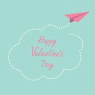 Origami paper plane Dash cloud in the sky Valentines day