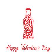 Beer bottle with hearts inside Happy Valentines Day card