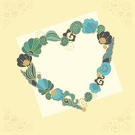 Love letter with sea shells heart - illustration