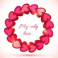 Pink vector shining frame of hearts