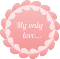 Pink realistic paper hearts circle vector frame