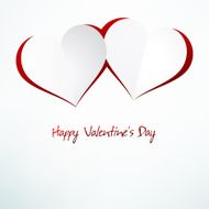 Two Red Heart Paper Sticker With Shadow EPS10