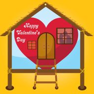 valentines day cards kissing on window in Happy house
