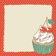 Lovely postcard with delicious sweet cupcake