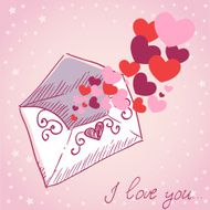 Love letter Valentine retro card N2
