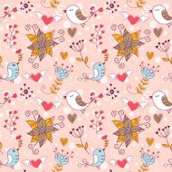 Love seamless texture with flowers and birds N13