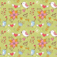 Love seamless texture with flowers and birds N15