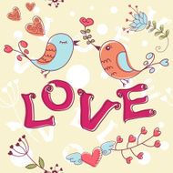 Love seamless texture with flowers and birds N16