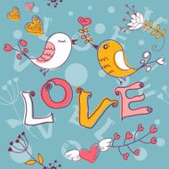 Love seamless texture with flowers and birds N19