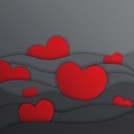 Hearts in gray waves Vector illustration