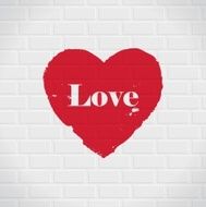 Heart shape love symbol painted on brick wall background