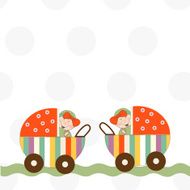 baby twins announcement card N2