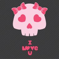 Cute skull with bows Love postcard
